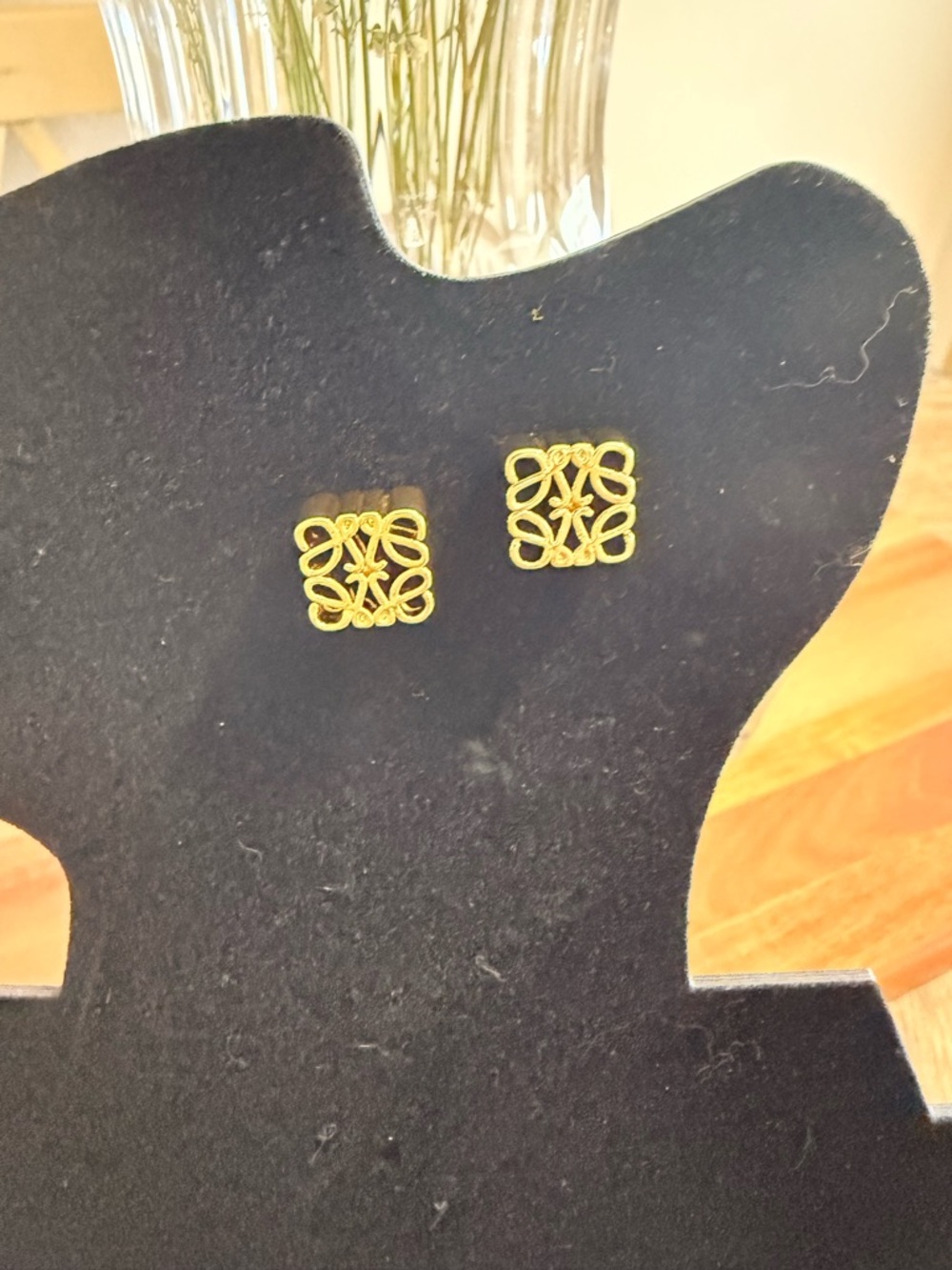 Delicate Gold Filigree Square Stud Earrings - Women Jewelry